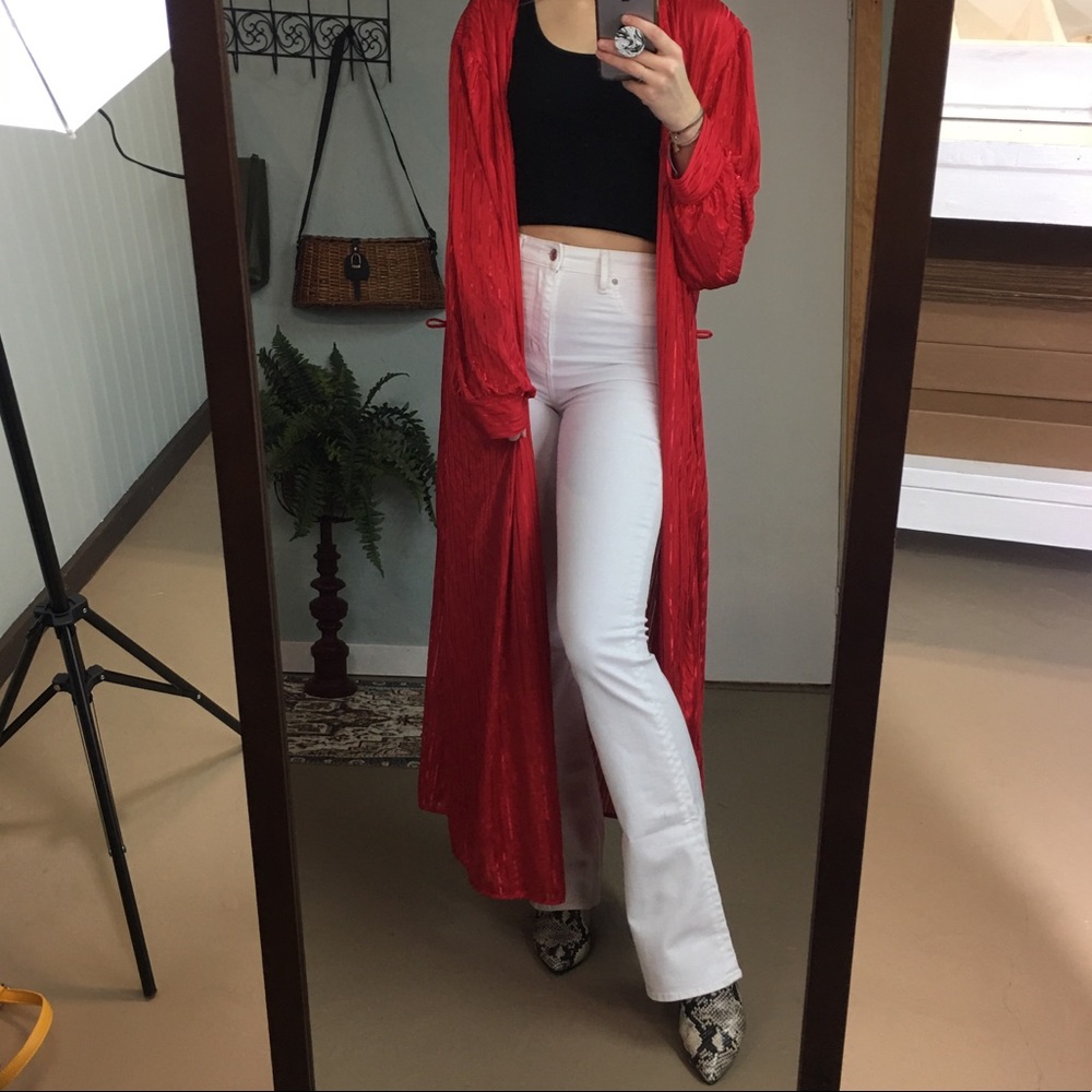 Bright Red Duster Robe Cardigan